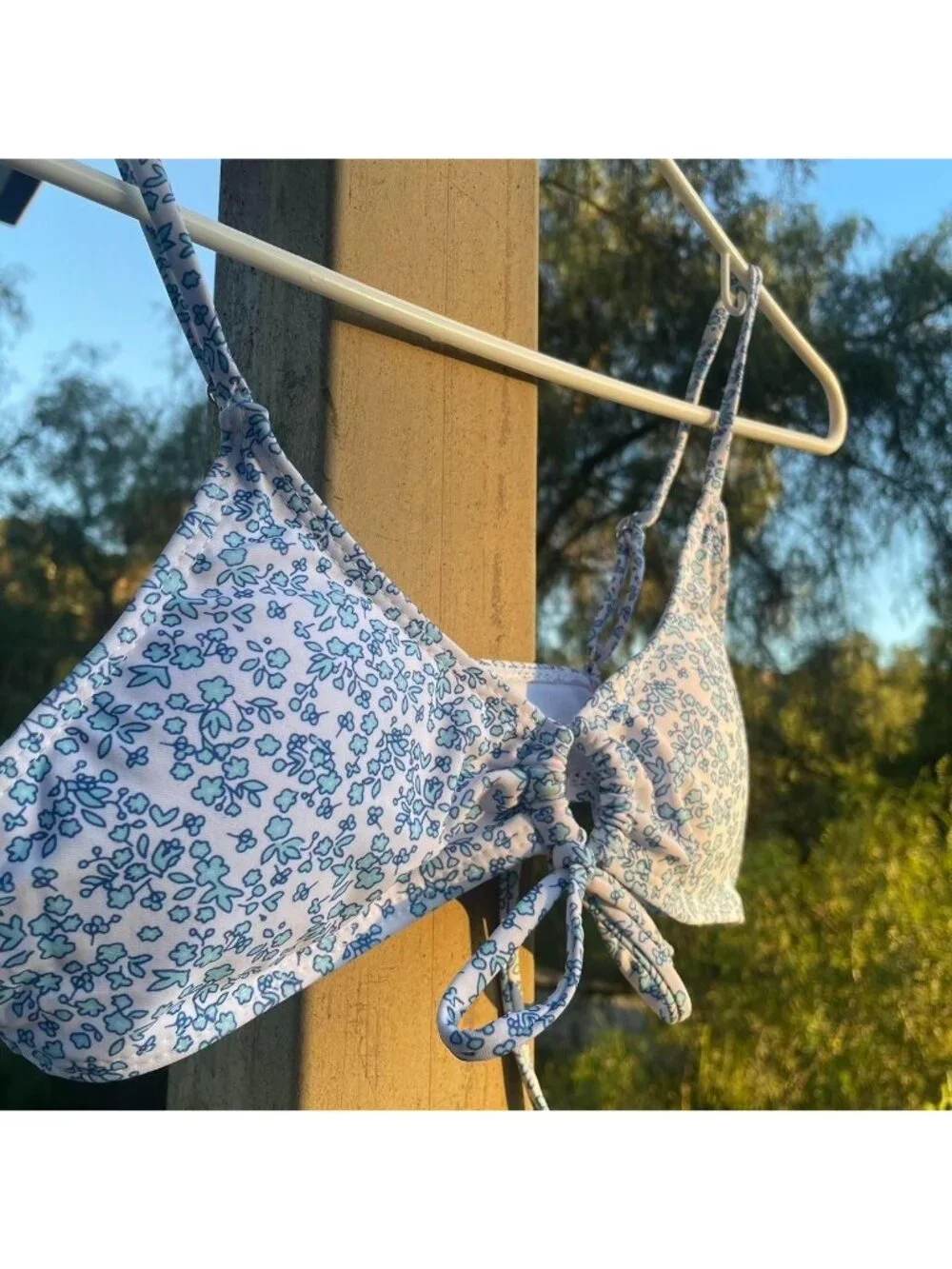 Blue Coquette Cottagecore Dainty Floral Bikini Top